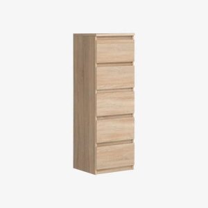 Vue de trois-quarts de la commode 5 tiroirs FELSEA